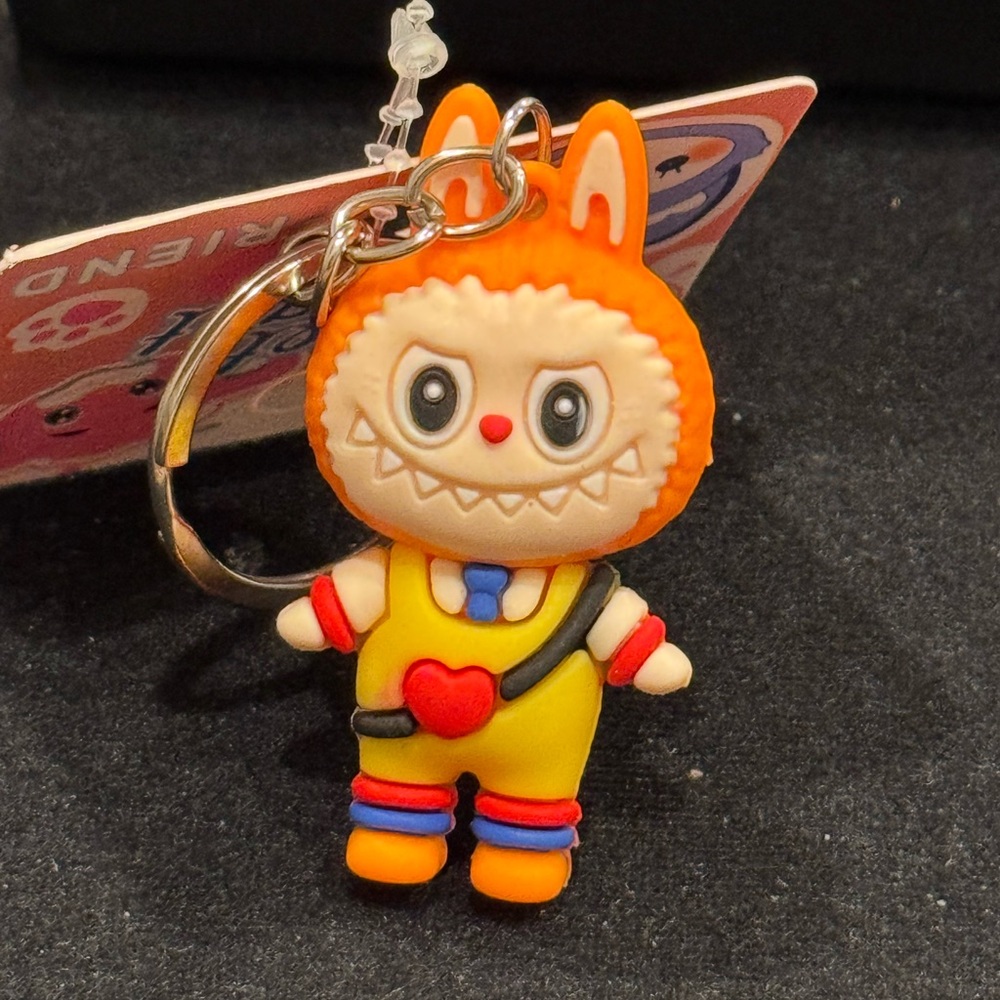 Sweetheart Friend Labubu Keychain in Orange 3.75 inch